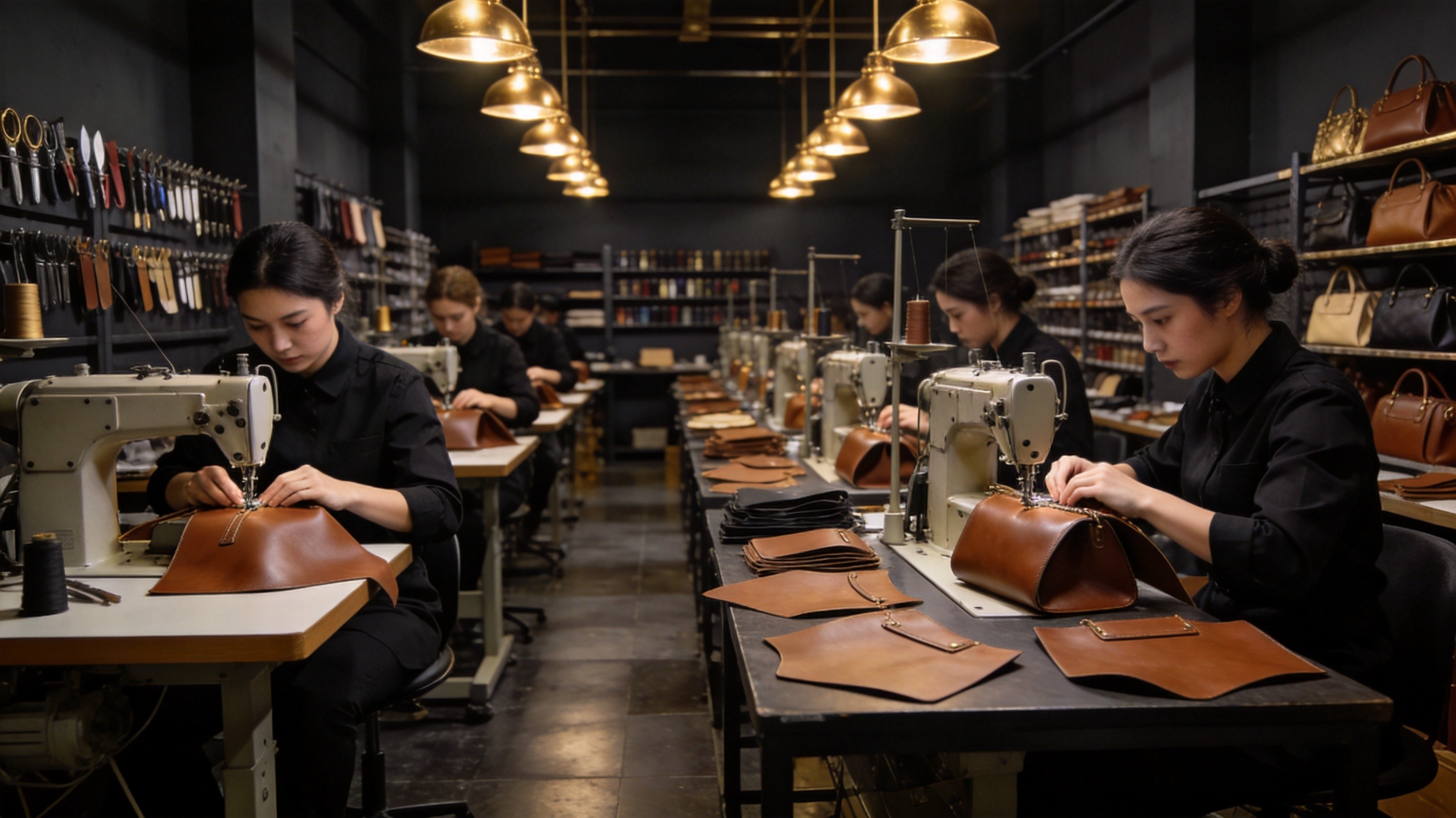 Quality control inspection of handbag stitching and construction