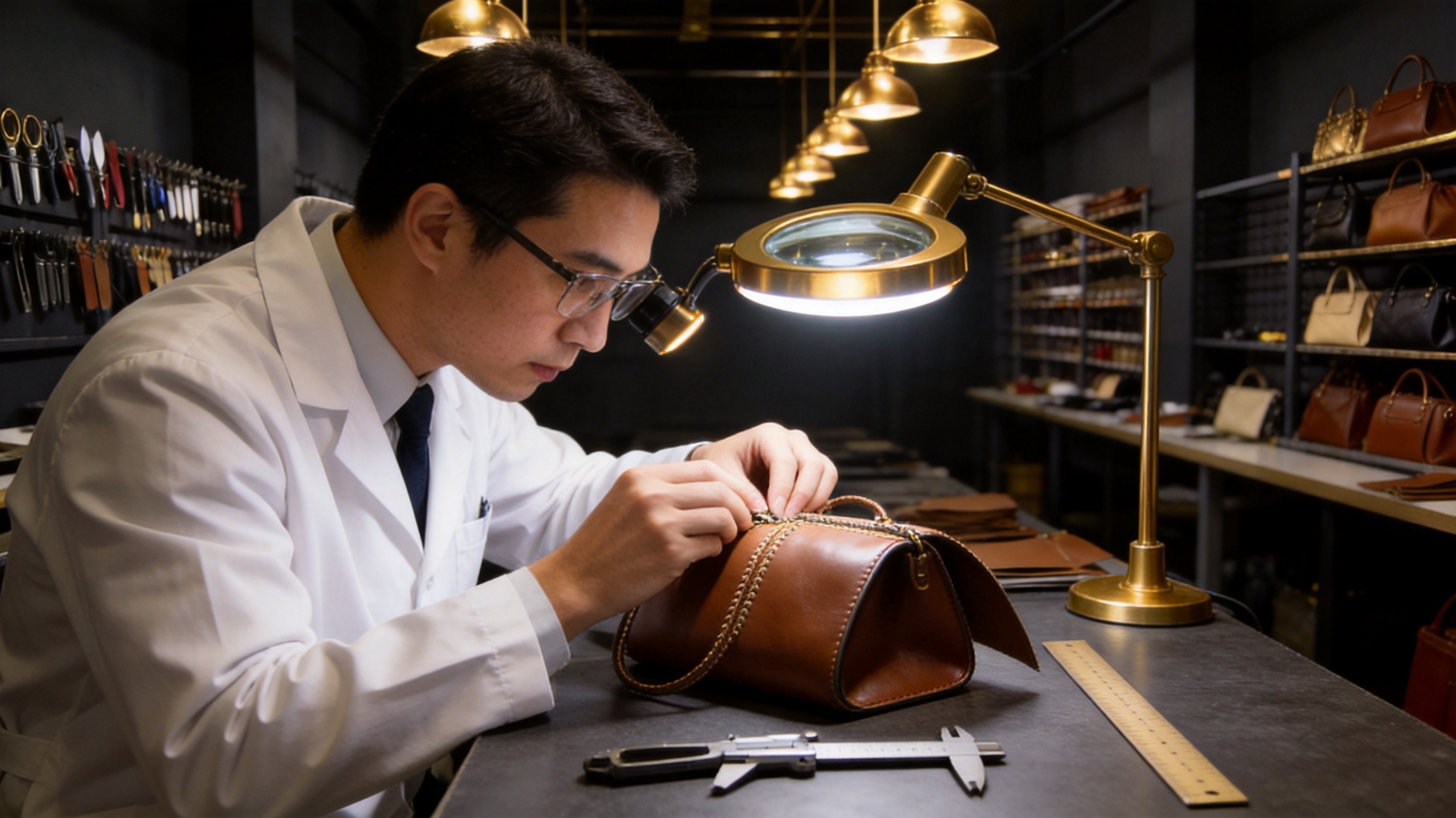 Visual quality inspection of finished handbag