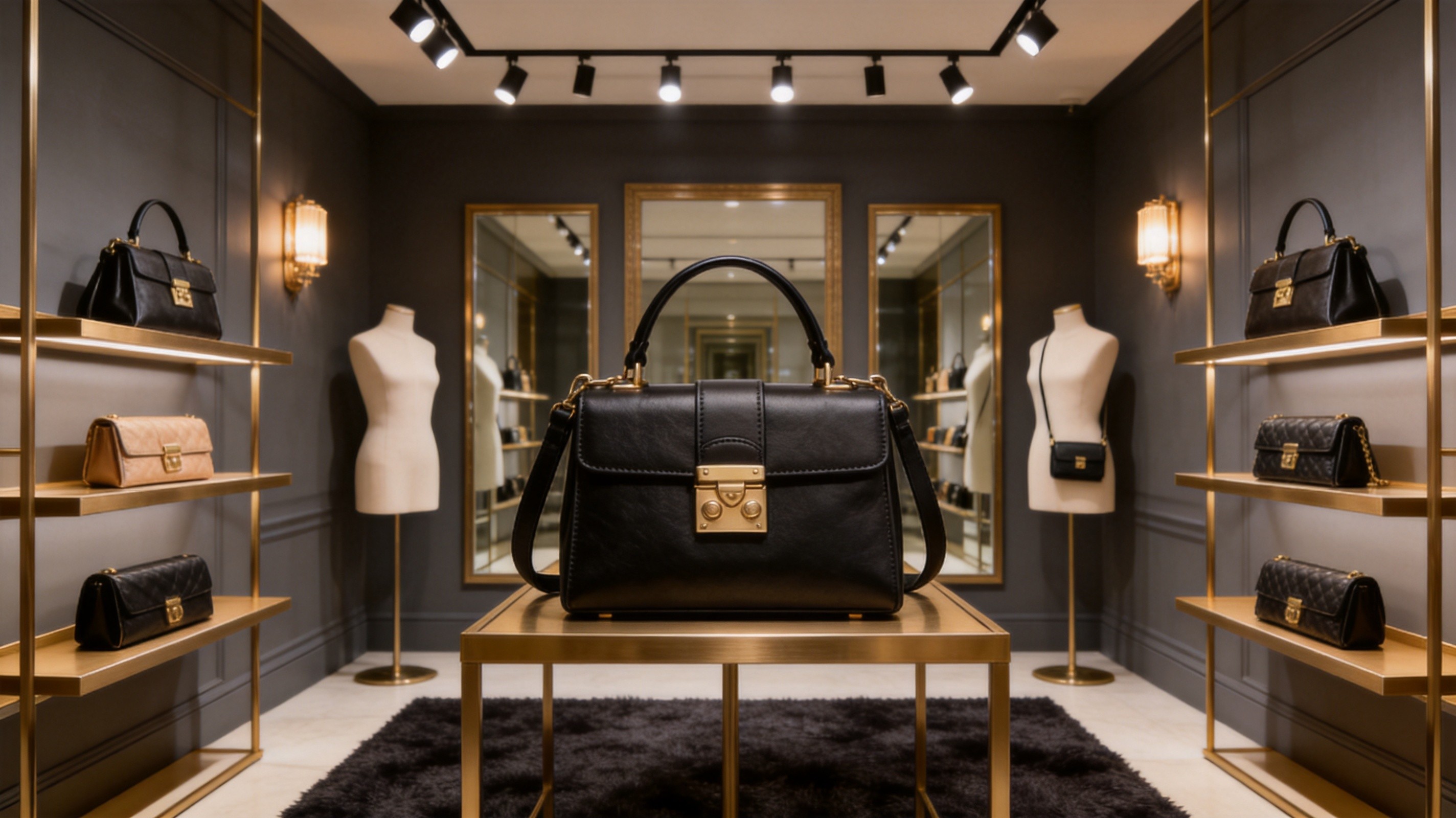 Handbag with interchangeable strap options showing versatility of detachable design