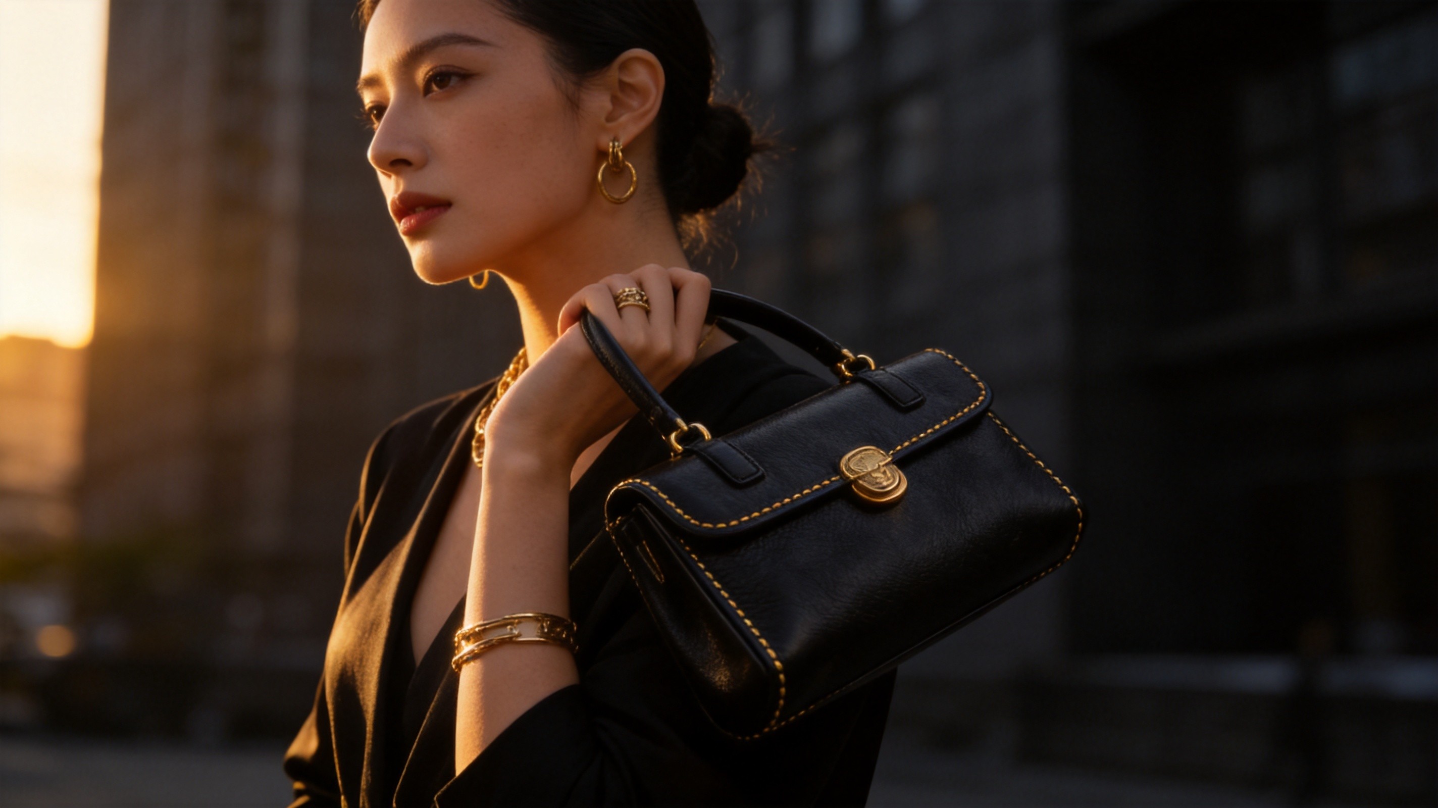 Amazon A+ Content design for handbag listing showing comparison charts and lifestyle imagery
