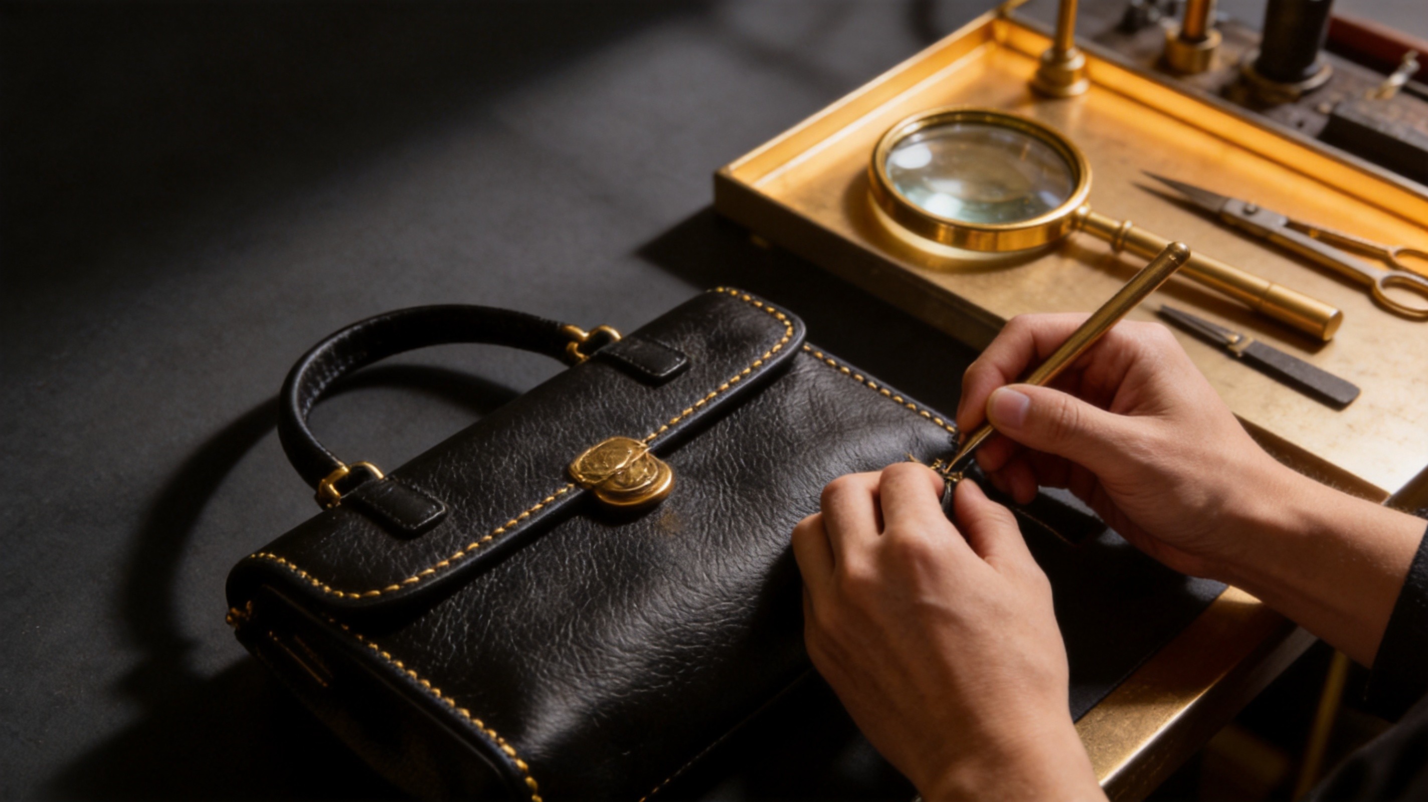 Professional product photography setup for handbag listing images with white background and lighting