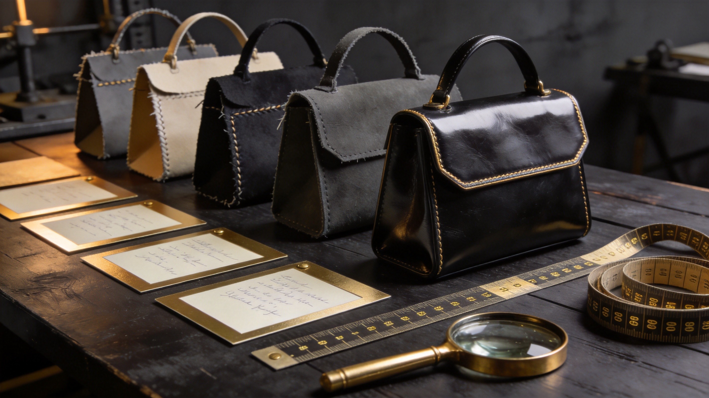 Compact boutique handbag display using vertical wall shelving and multi-functional fixtures in small retail space
